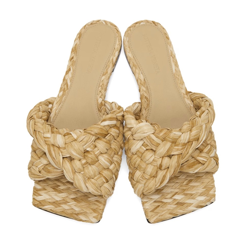 Bottega Veneta Stretch Raffia Slides, Sz 39.5